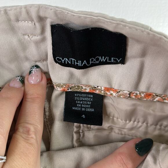 CYNTHIA ROWLEY Tan Khaki Ankle Cropped Straight Leg Dress Pants‎ Size 4 - Picture 8 of 11